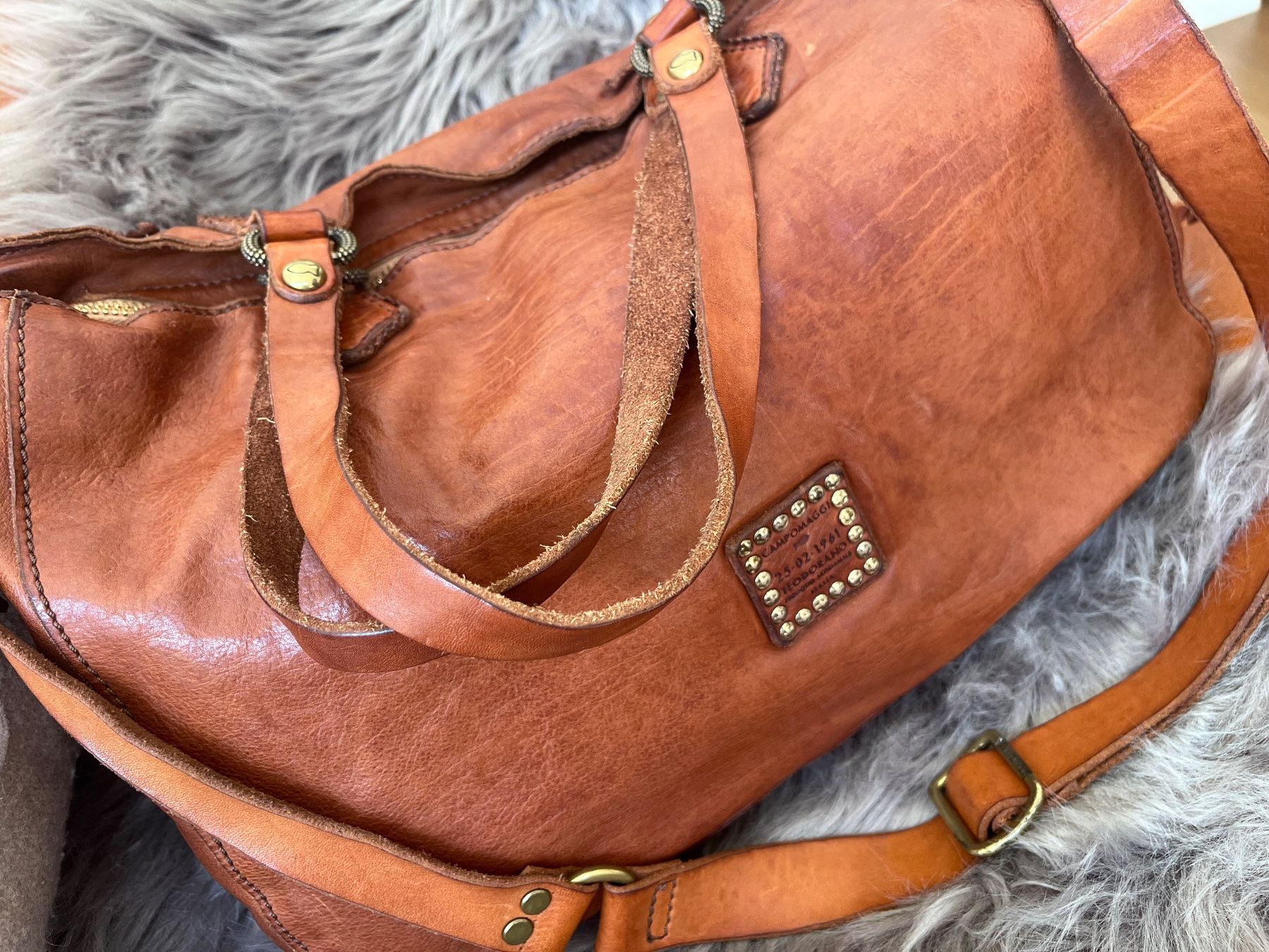 Campomaggi Borse da donna: Campomaggi Studded Leather Shoulder Bag in cognac – Usato da Turgi venduto da spieszlia 2