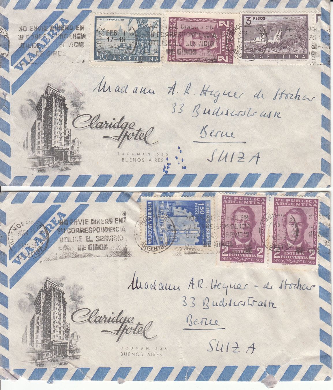 Alle Briefmarken: Argentinien - Schweiz 1945 - 1959, 15 Briefe – Gebraucht aus Bürglen TG von StampGraf 9