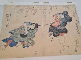 2-teiliger Japanischer Holzschnitt - Kuniyoshi