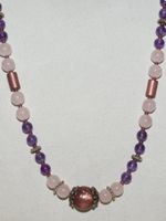 Halbedelsteinkette Rosenquarz/Amethyst