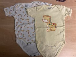 2er Pack Baby Bodys kurzarm 62-68 Giraffen Sommer neuw.