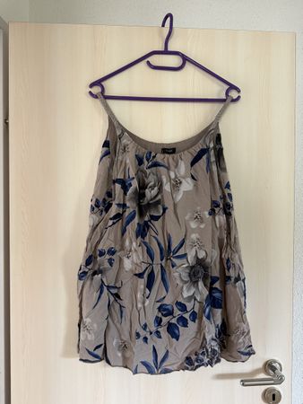 Damen Spaghettiträger Top, lang beige Blumenmuster, neuwert
