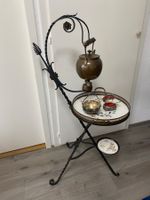Guéridon ancien porte-théière en fer forgé (vers 1900) – piè