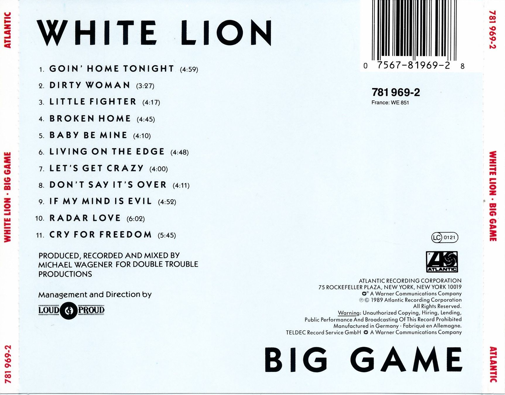 CD: WHITE LION - BIG GAME (CD) – Usato da Hedingen venduto da Studers 1