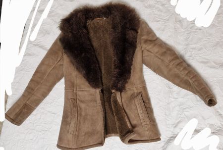Veste épaisse cuir hiver vintage