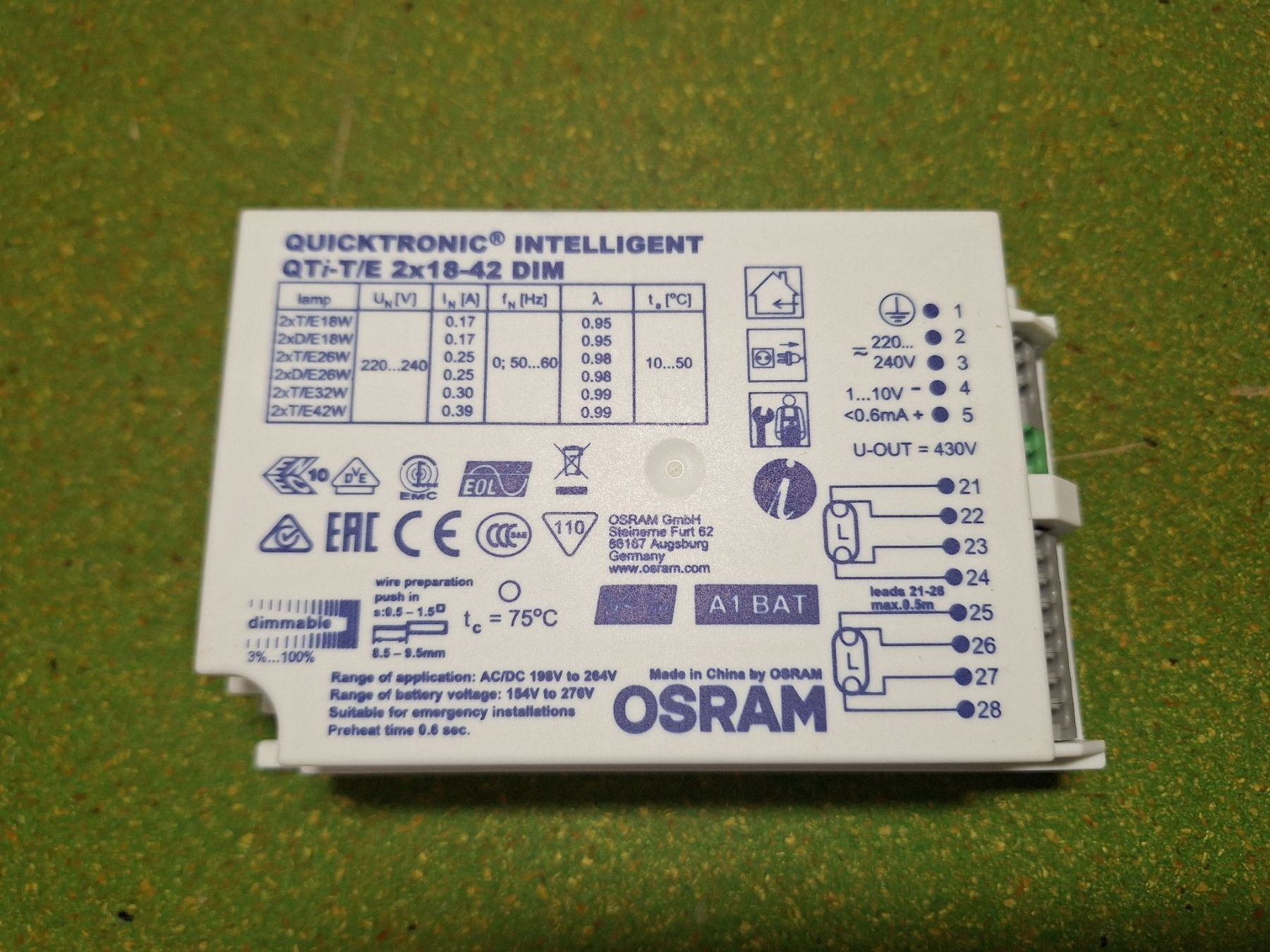 Componenti elettronici: Vorschaltgerät Osram – Nuovo (secondo la descrizione) da Niederhasli venduto da ZZoki