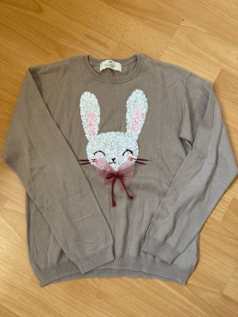 Pullover H&M beige mit Hasenmotiv Grösse 134/140