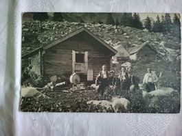 AR Urnäsch Poststempel Alphütte mit Sennen Schurtanne Grund