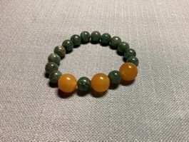 Edelstein Heilstein Armband: Grüne Jade + Honig Jade