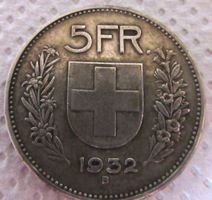 Seltene 5 Franken Münze 1932