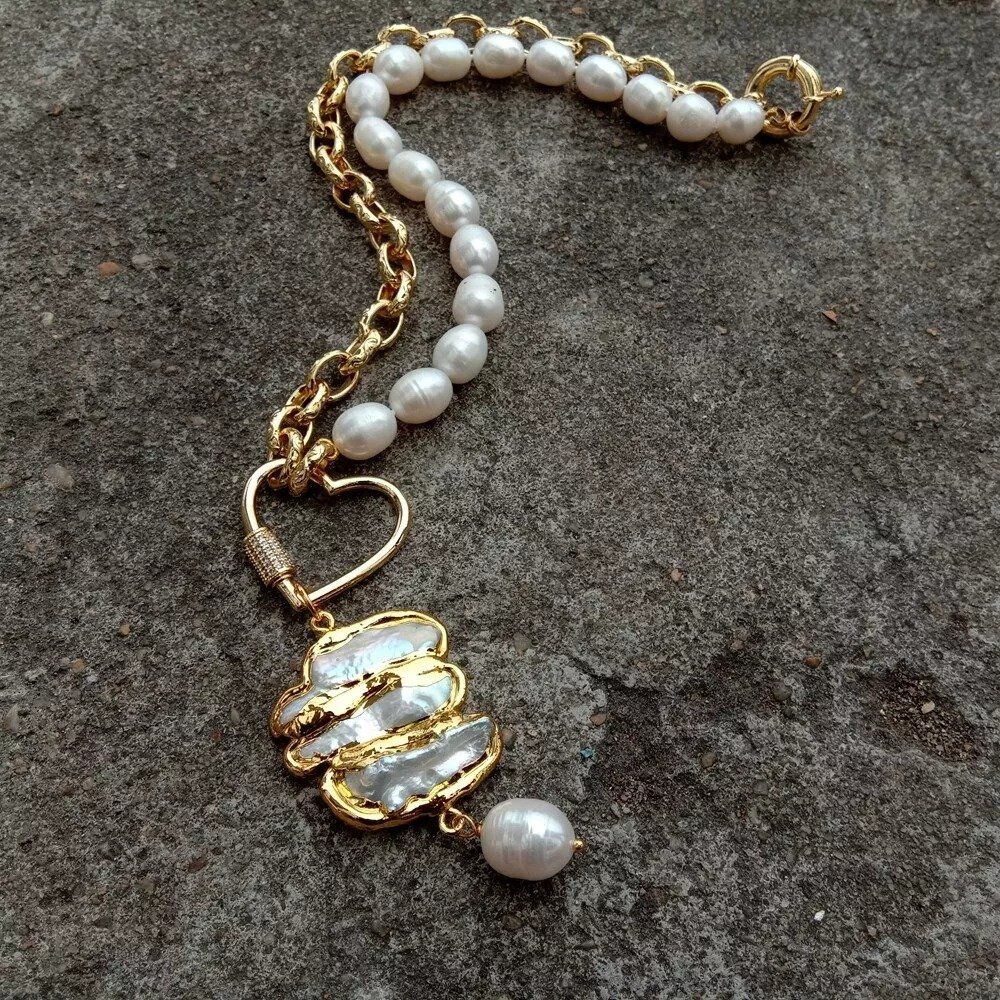 Catenine: Lua Design Herz Perlen Halskette Collier Perle Biwa 48 cm – Nuovo (secondo la descrizione) da Prilly venduto da ilyria73 7