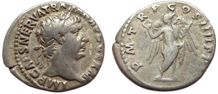 Tutti le monete: TRAJAN AR Denarius (102 AD) – Usato da La Sarraz venduto da classicworldcoins