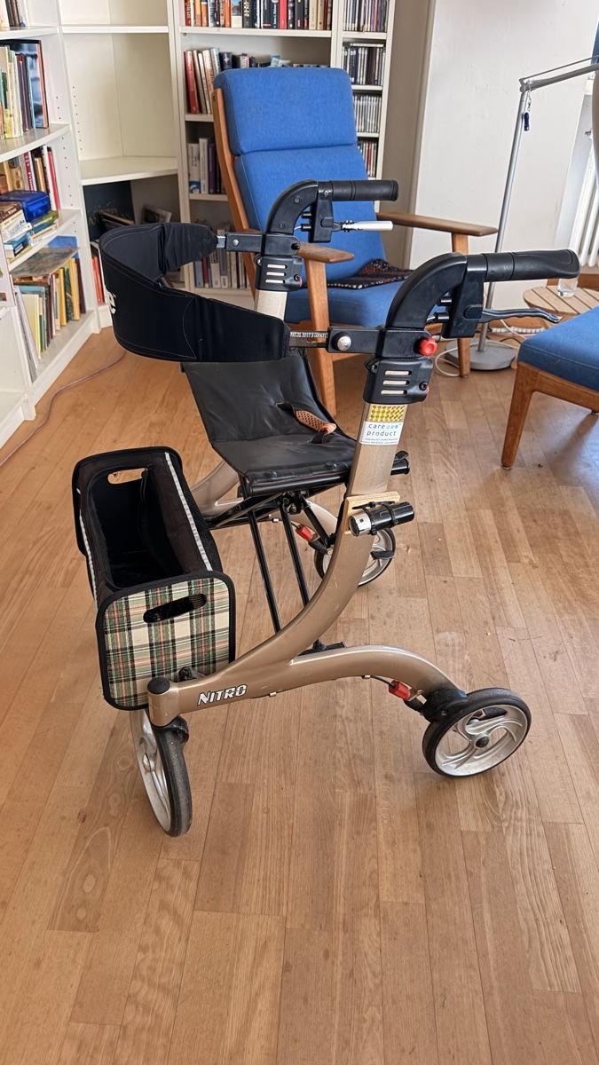 Ausili per la deambulazione: Rollator Drive Nitro, champagner, mit Sitz und Tasche – Usato da Windisch venduto da morten70