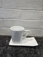 Moderne Cappuccino Tassen mit Untertassen, 3er Set, Weiss ☕️
