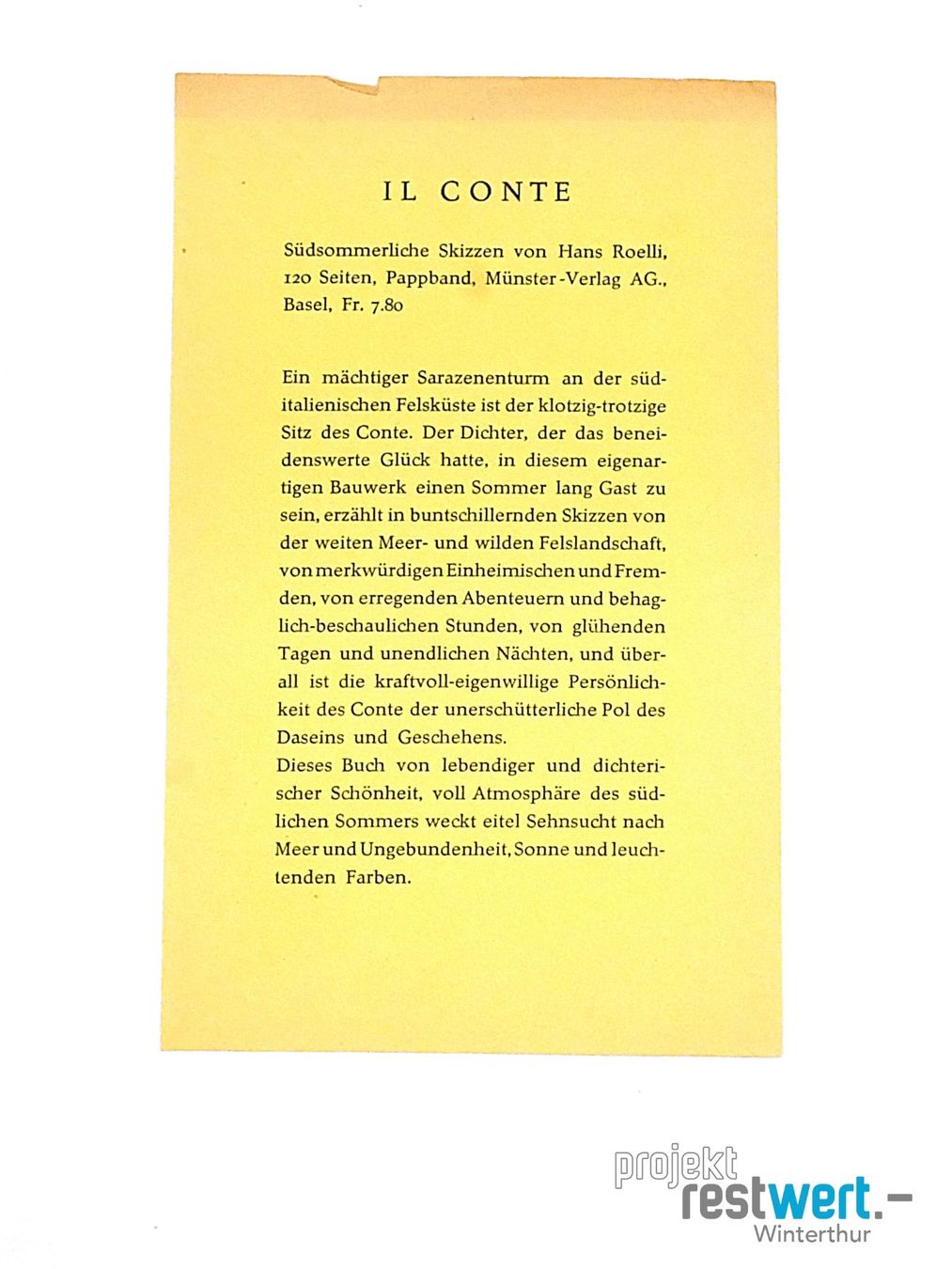 Livres: HANS ROELLI Il Conte – D'occasion à Winterthur par Restwert_Winterthur 2