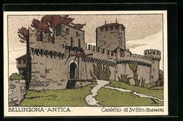 Steindruck-AK Bellinzona-Antica, Castell