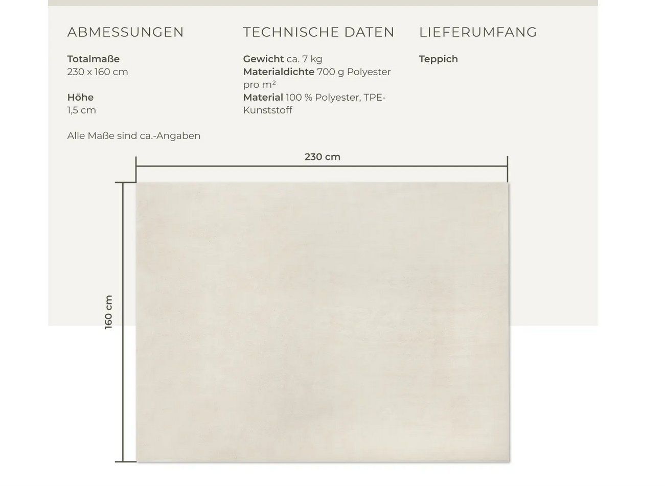 Tappeti: Kurzflorteppich Soft Zone creme 120 x 170 cm – Nuovo (secondo la descrizione) da Steinhausen venduto da Retourenprofis 3