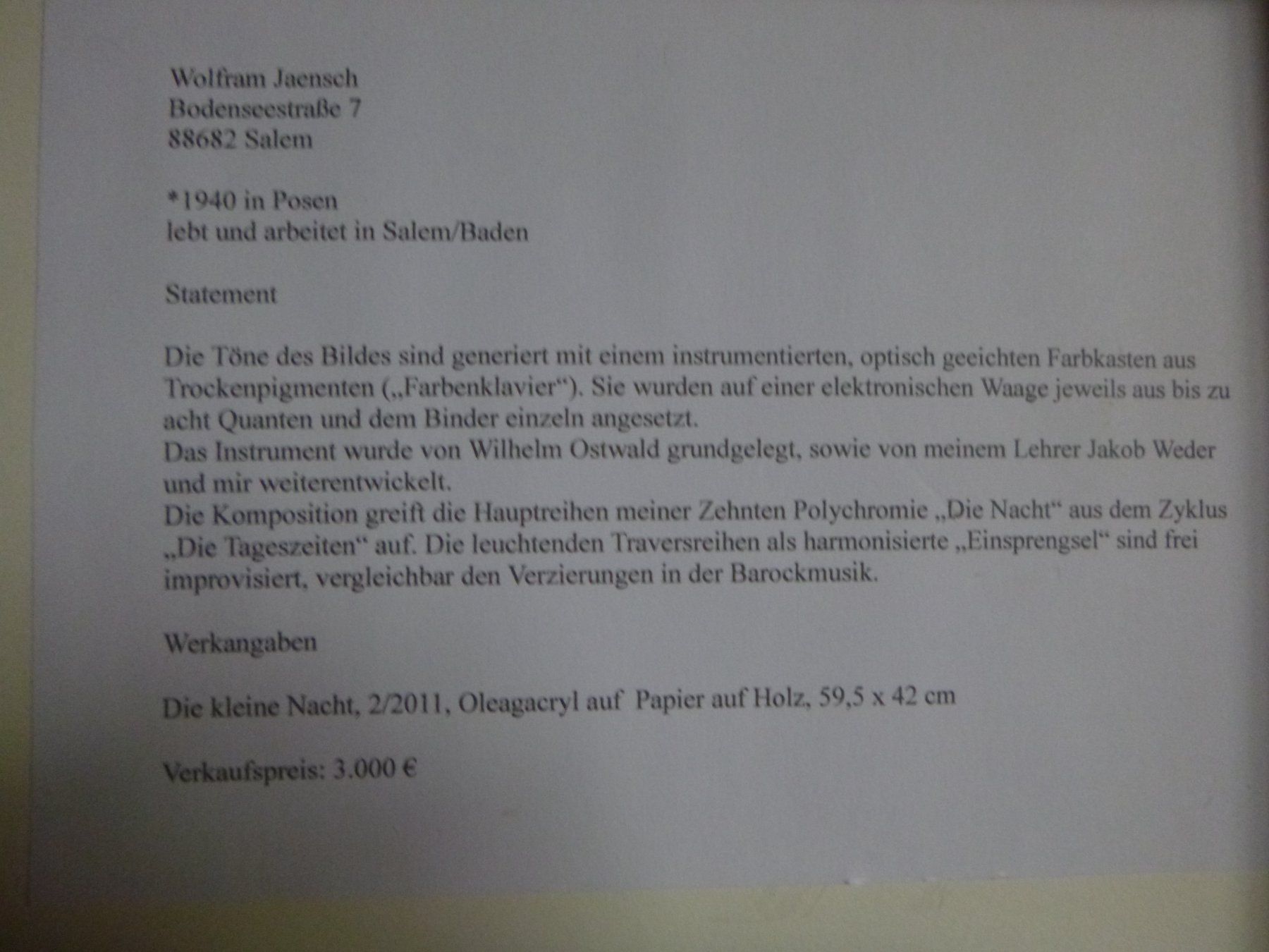Dipinti: Die kleine Nacht von Wolfram Jaensch – Usato da Diessenhofen venduto da farbschatten 3
