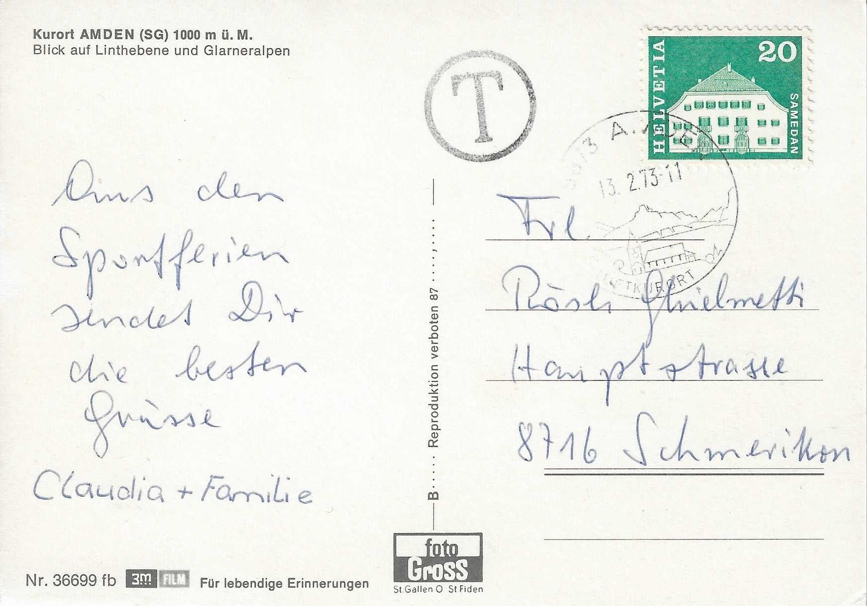 Cartoline postali: Kurort Amden SG – Usato da Rothrist venduto da Stranglehold 1