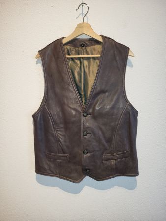 TRAPPER Gilet Cuir Souple et Epais, Belle Pièce Vintage 48/M