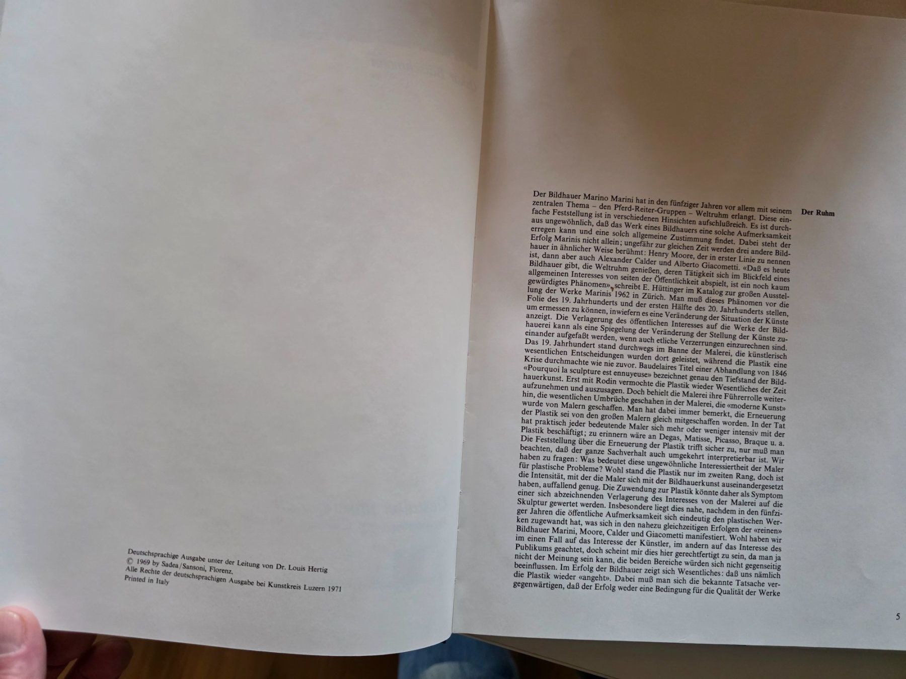 Libri: Marino Marini - Gestalter unserer Zeit - 1971 – Usato da Walterswil BE venduto da Lonitti 5