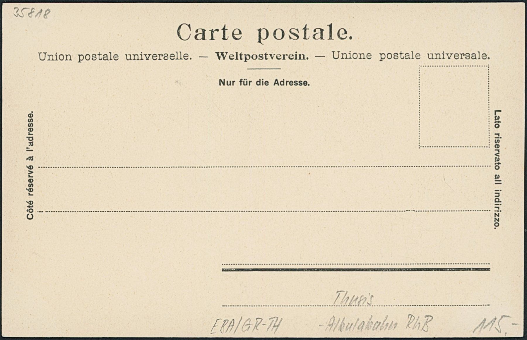 Cartes postales: GR Thusis - Albula Rhätische Bahn RhB – Neuf (Voir description) à Schindellegi par leecollect 1