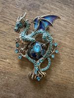 Brosche Drachen blau
