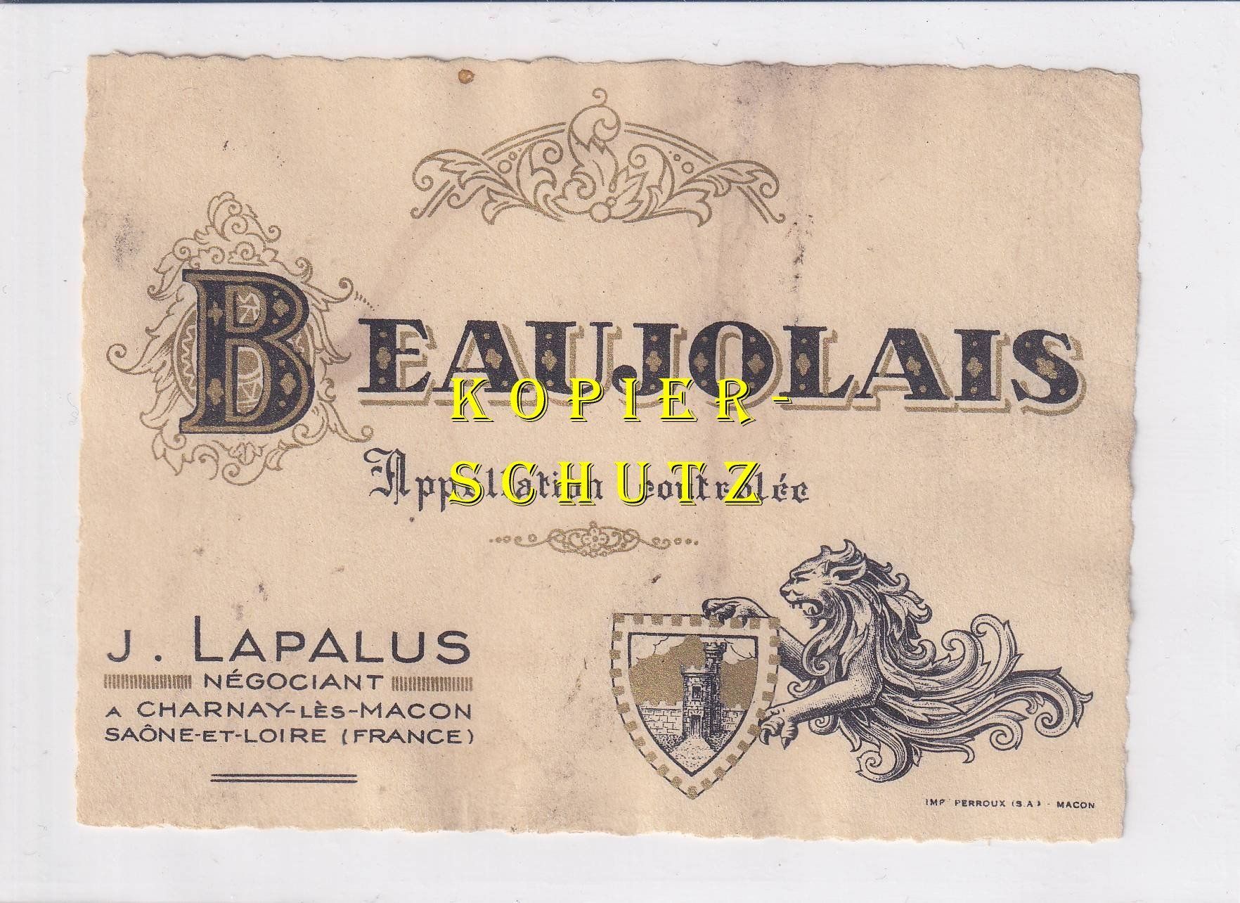 Papiere: Etikette - Beaujolais (Lapalus) /bd – Gebraucht aus Hombrechtikon von Rudolf07