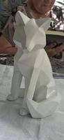 Fuchs Figur geometrisch weiss Design guter Zustand 26 x 15cm