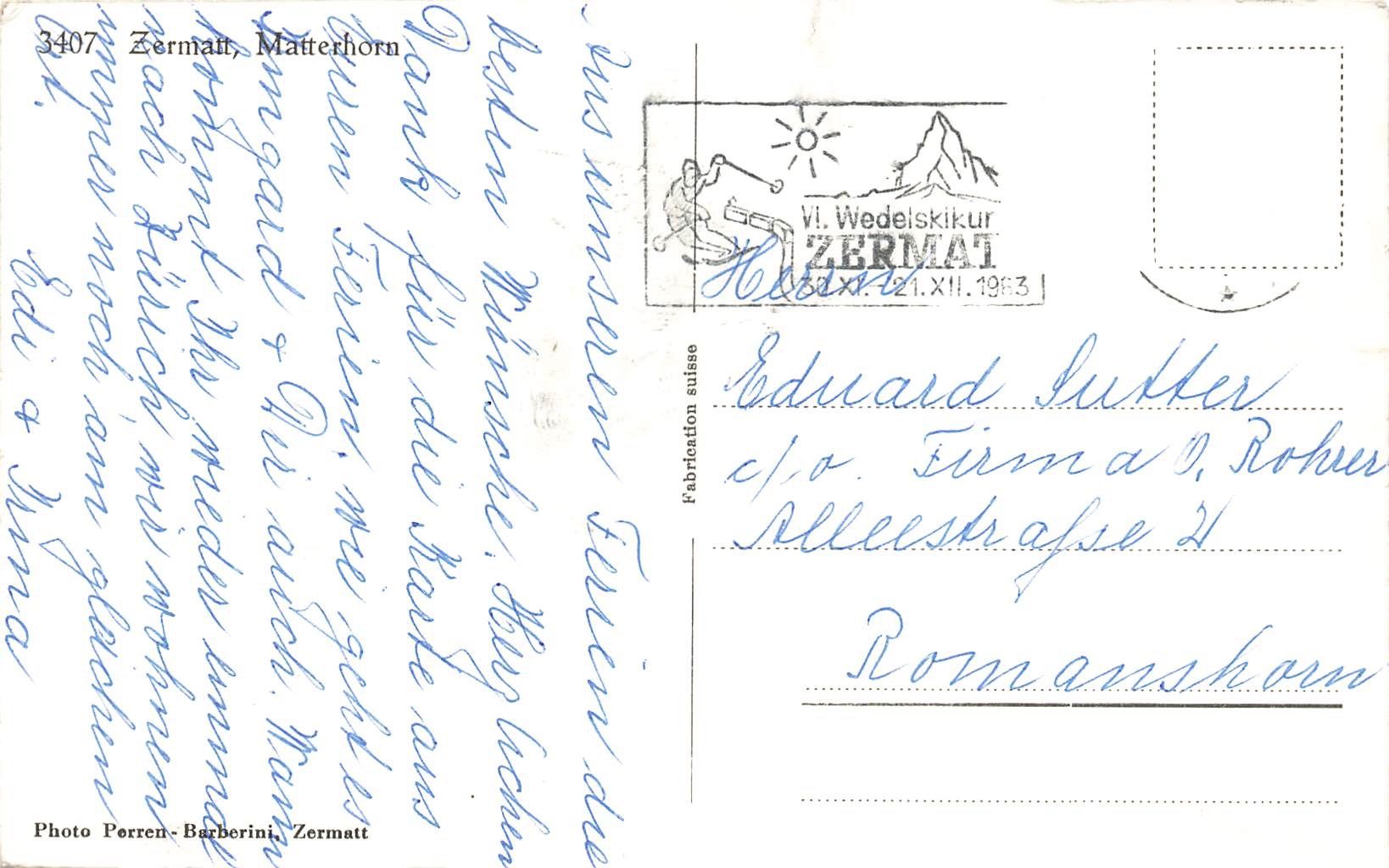 Cartoline postali: Zermatt – Usato da Biasca venduto da Blenio71 1
