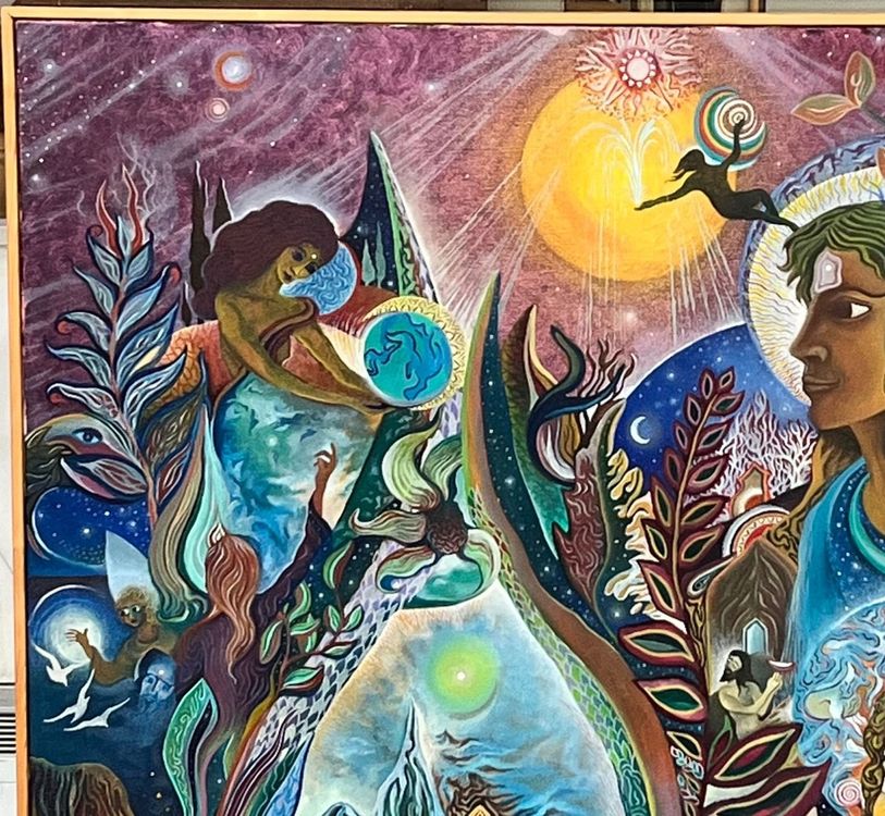 Künstler ? Grosses Gemälde  Oel auf Leinwand  102x102cm 3
