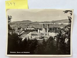 Ansichtskarte Einsiedeln Kloster mit Hauptplatz 1944