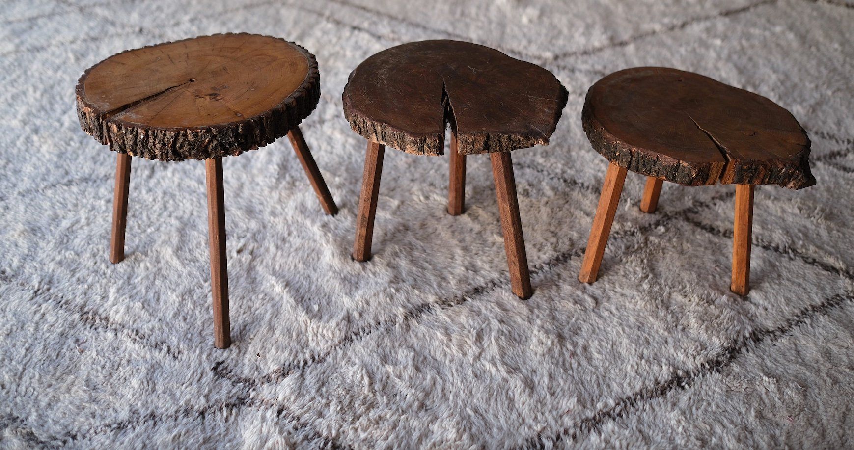 Tischset: 3 Beistelltische Rustic / Mid Century modern – Gebraucht aus Bern von Zmodern_VIN 3