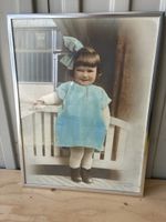 photo enfant bleu - SIGNÉ - Vintage photo cadre