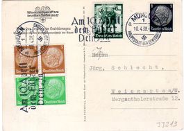 POSTKARTE DEUTSCHES REICH MISCHFRANKATUR MÜNCHEN 1938 -JJ213
