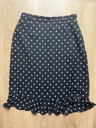 Jupe vintage noir/blanc à pois, t.36/S