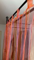 2x Schlaufenvorhänge orange-pink Streifen transparent