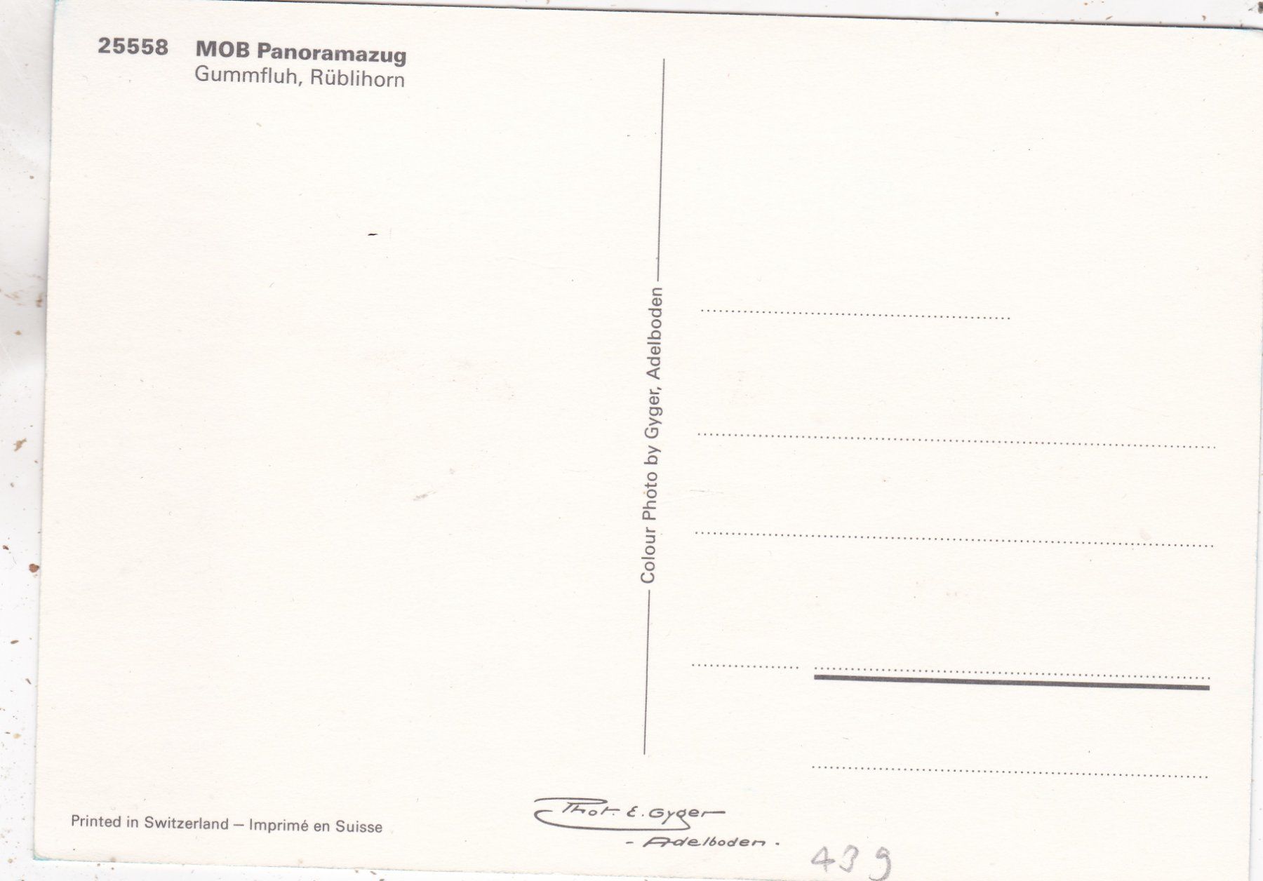 Cartoline postali: MOB Panoramazug Bahn Gummfluh Rüblihorn – Usato da Herisau venduto da Lisegrat2008 1