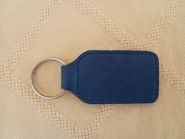 Schlüsselanhänger blau, Leder, ca. 9 cm