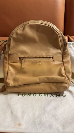 Longchamp Leder Rucksack, Top Zustand, Beige-goldig, Herbst