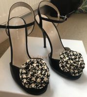 Beautiful Karen Millen leather stiletto with tweed flower 39