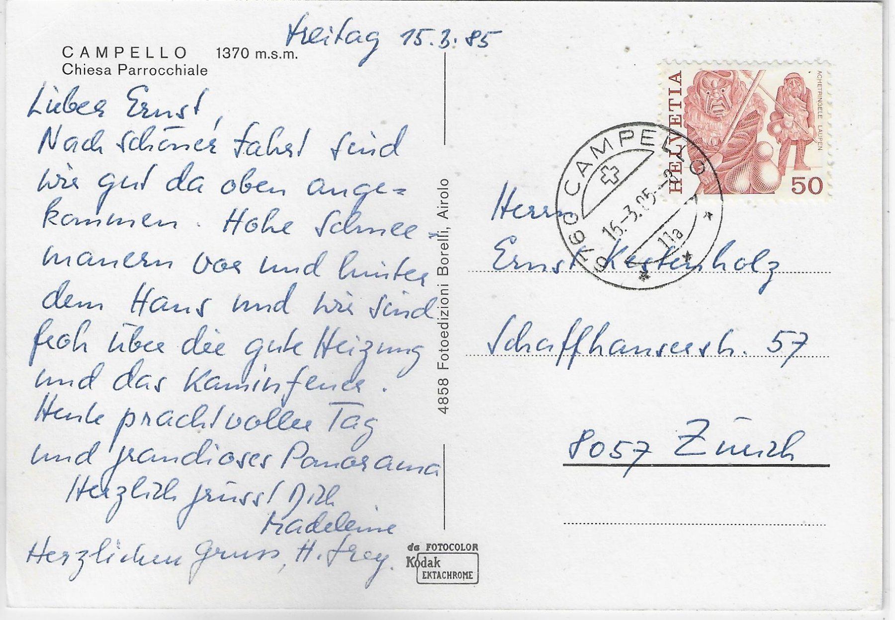 Cartoline postali: Campello - Chiesa Parrocchiale im Winter – Usato da Ettingen venduto da Kartenplanet 1