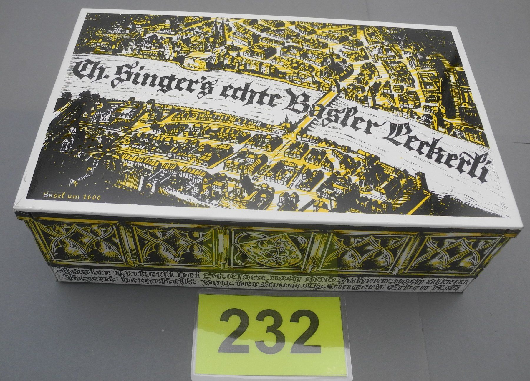 Barattoli: Vintage Blechdose Echte Basler Läckerli von Singer, Nr. 232 – Usato da Kottwil venduto da Crazyrolf