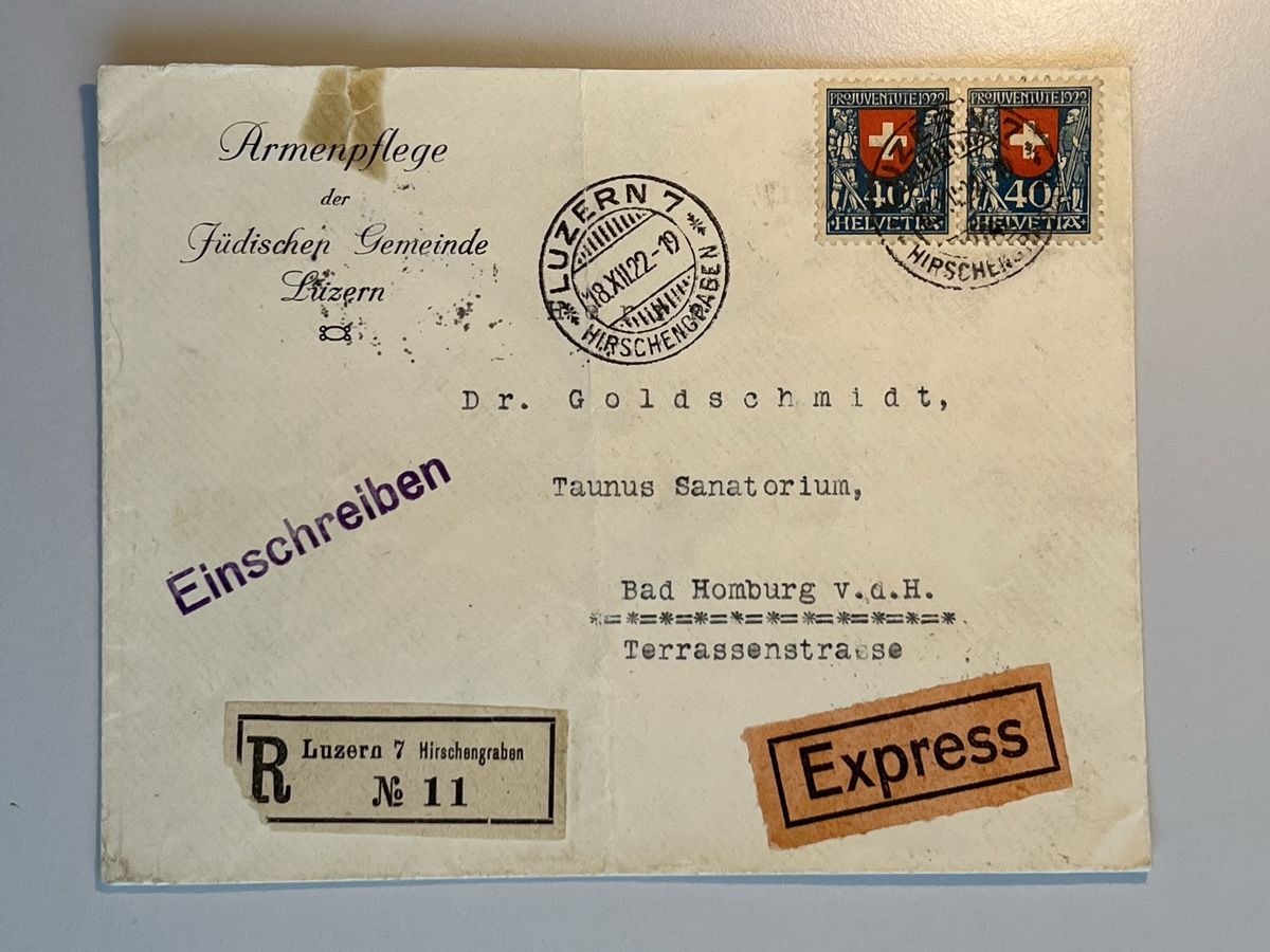 Alle Briefmarken: Schweiz 1922, historischer , eingeschr. per Express, CH - DE – Gebraucht aus Küssnacht a. Rigi von Unique-Valuable