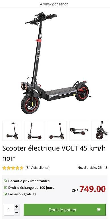 Scooter: Trottinette électrique VOLT 45 km/h – Usato da Portalban venduto da Booster0 1