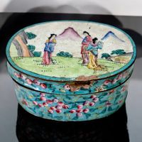 Boîte de Canton antique émail cloisonné laiton Chine XVIIIe