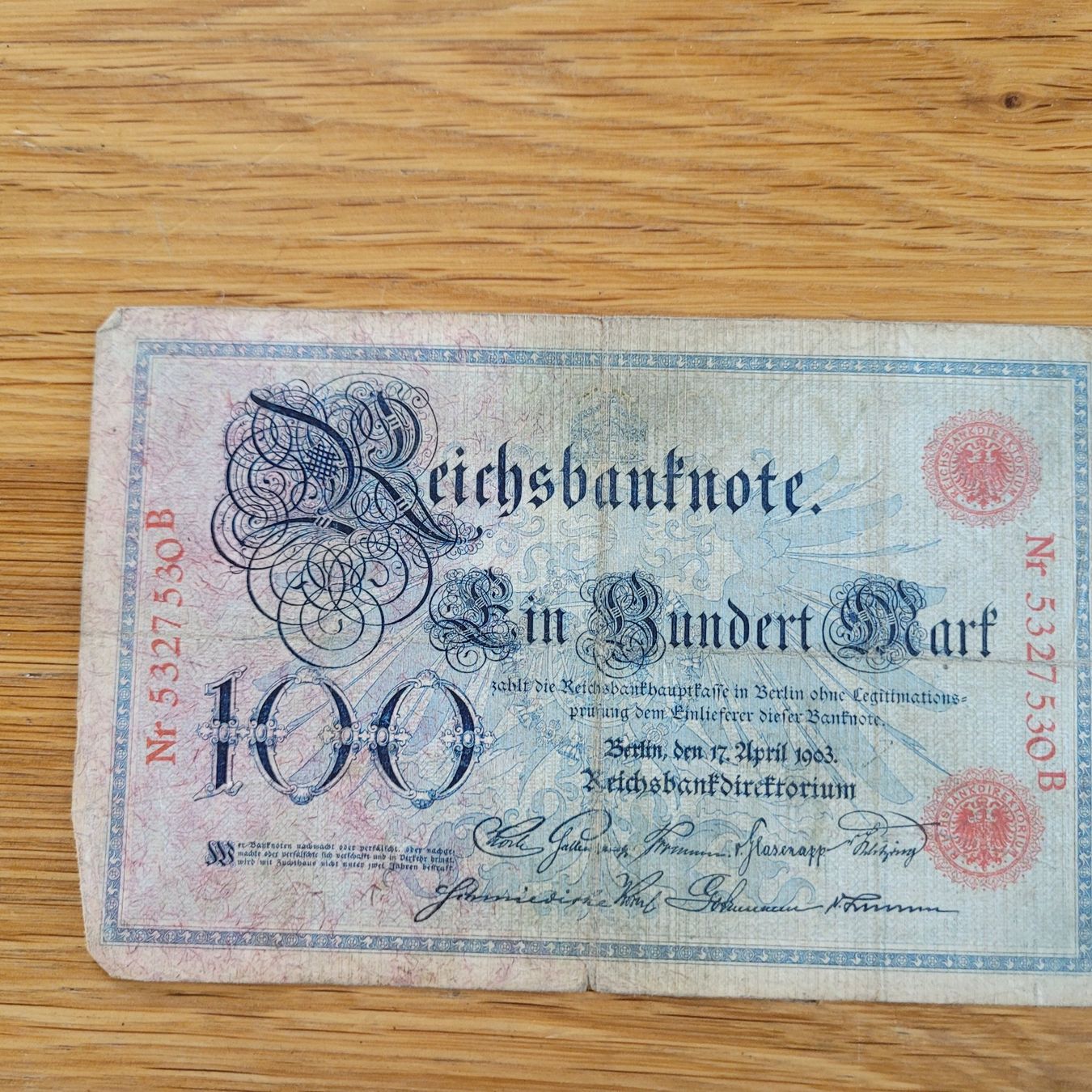Banknoten: Banknote Berlin 1903 100 – Gebraucht aus Biel/Bienne von Destockweb