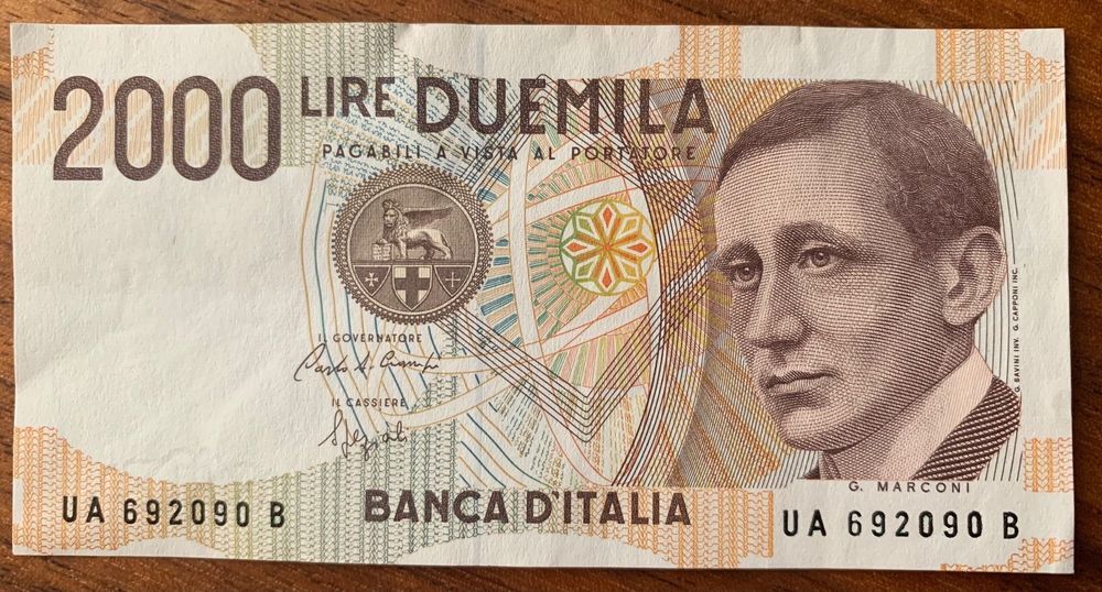Banknote Italien 2000 Lire 1990 Marconi (Gebraucht) in Opfikon für CHF ...