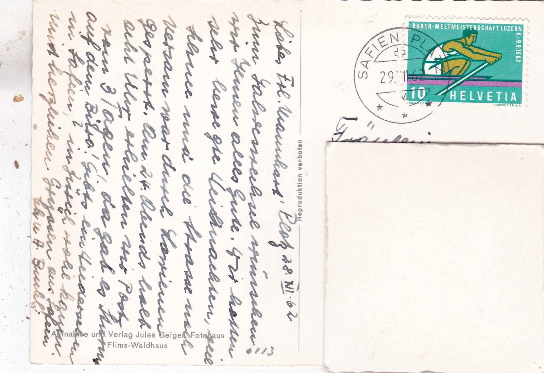 Cartoline postali: Safien Platz mit Kirche 1962 – Usato da Herisau venduto da Lisegrat2008 1