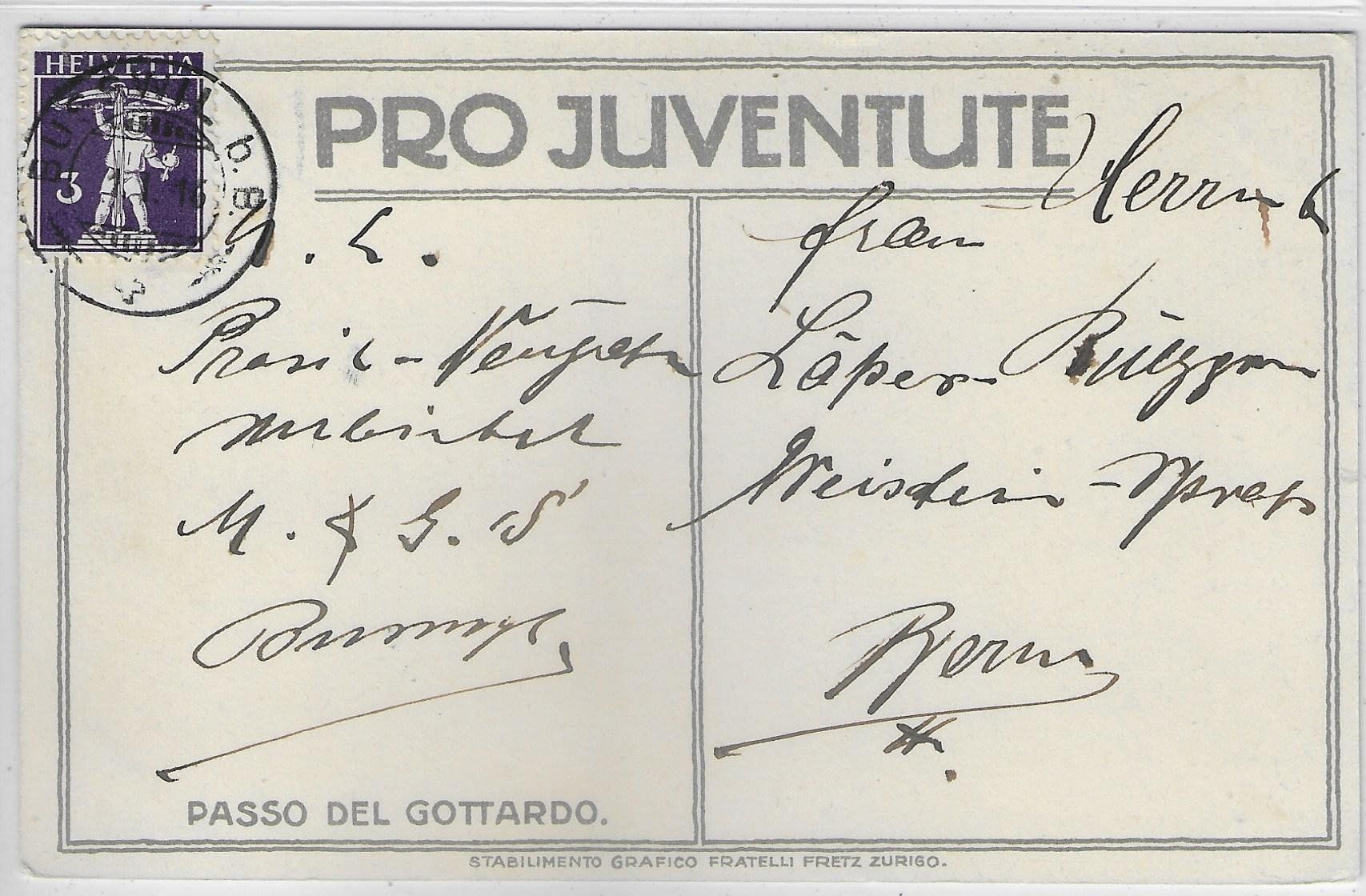 Cartoline postali: Pro Juventute - Passo del Gattardo - Litho – Usato da Ettingen venduto da Kartenplanet 1